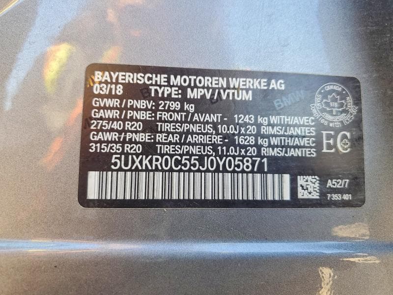 2018 BMW X5 XDRIVE35I 14