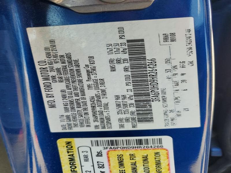 2017 FORD FUSION SE 12