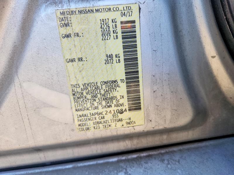 2017 NISSAN ALTIMA 2.5 SR 12
