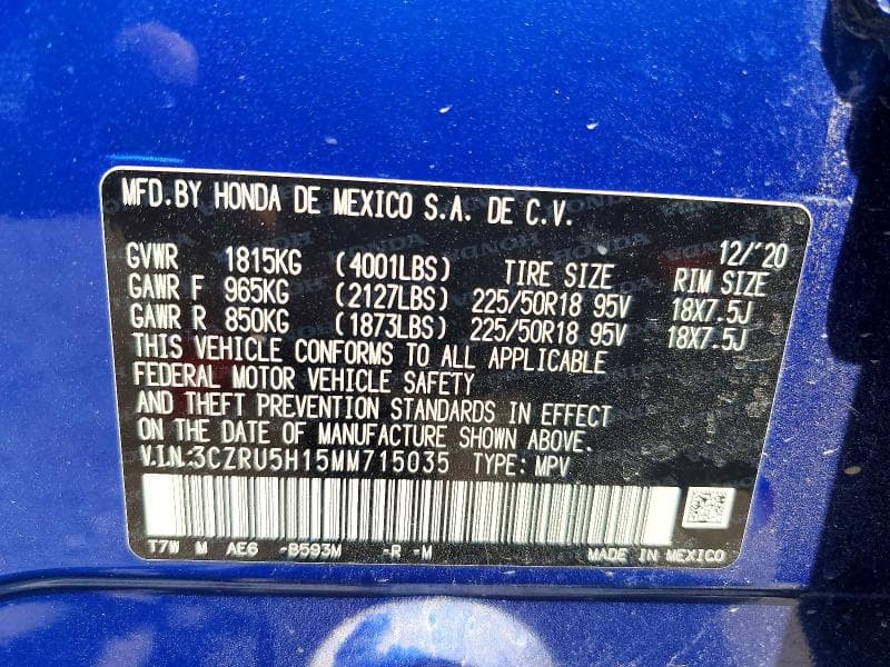 2021 HONDA HR-V SPORT 12