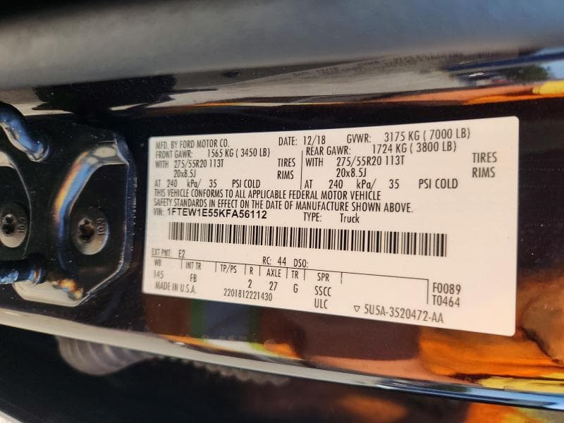2019 FORD F150 SUPERCREW 12