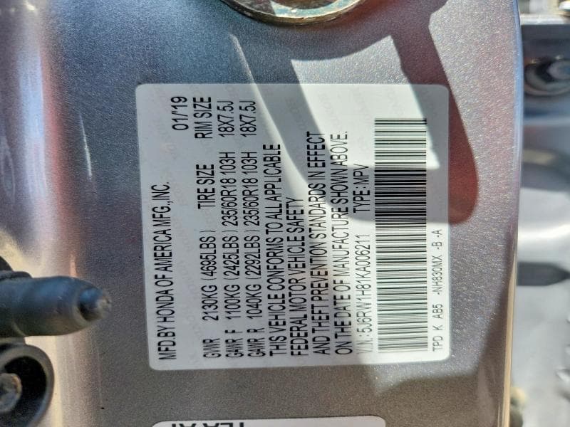 2019 HONDA CR-V EXL 14