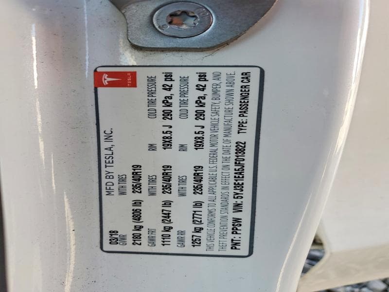 2018 TESLA MODEL 3 13