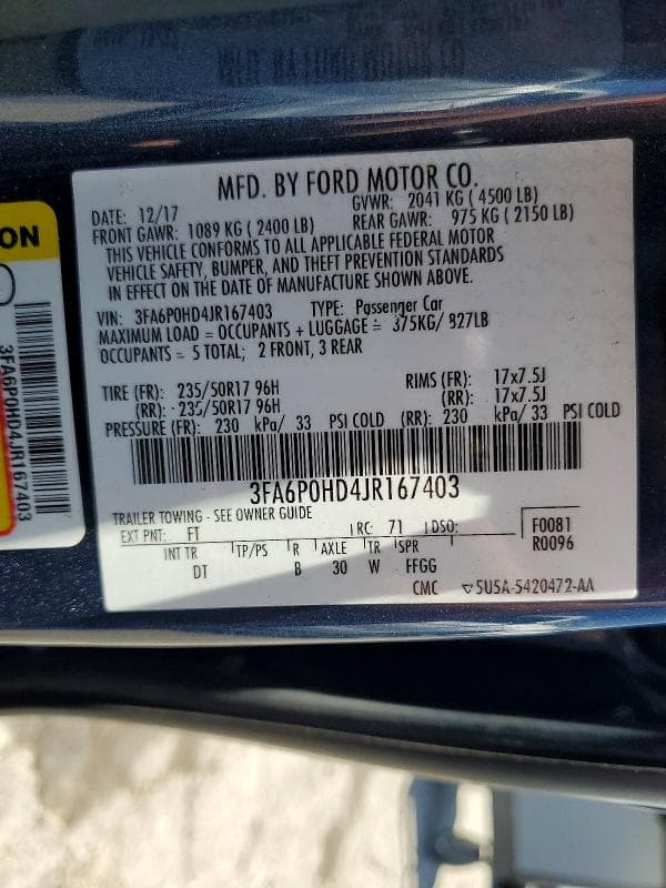 2018 FORD FUSION SE 12