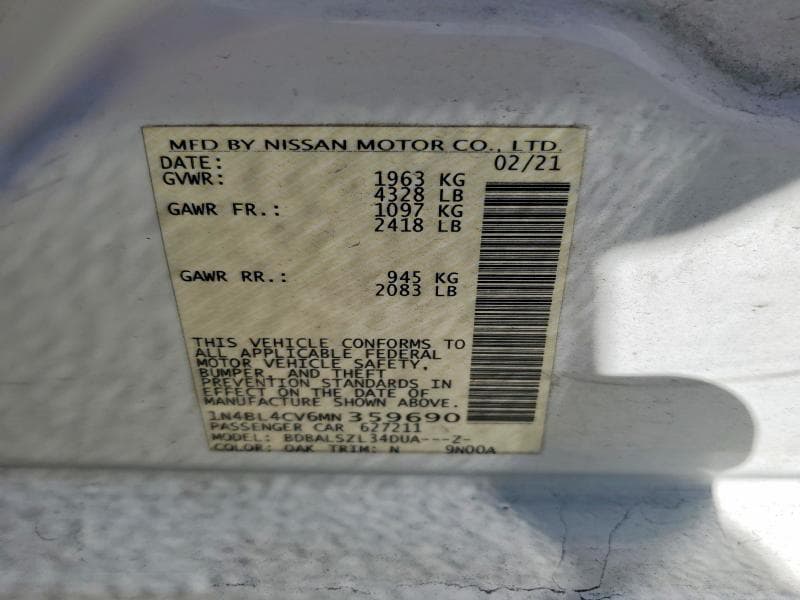2021 NISSAN ALTIMA SR 13