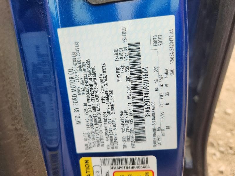 2017 FORD FUSION SE 12