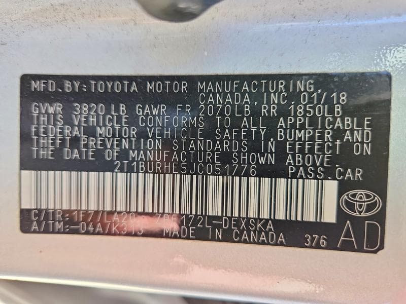 2018 TOYOTA COROLLA XSE 13