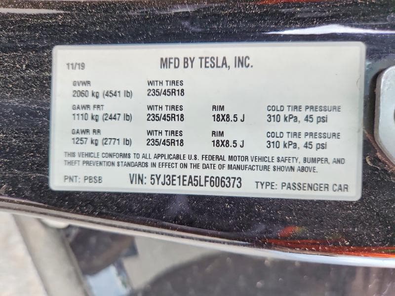 2020 TESLA MODEL 3 12