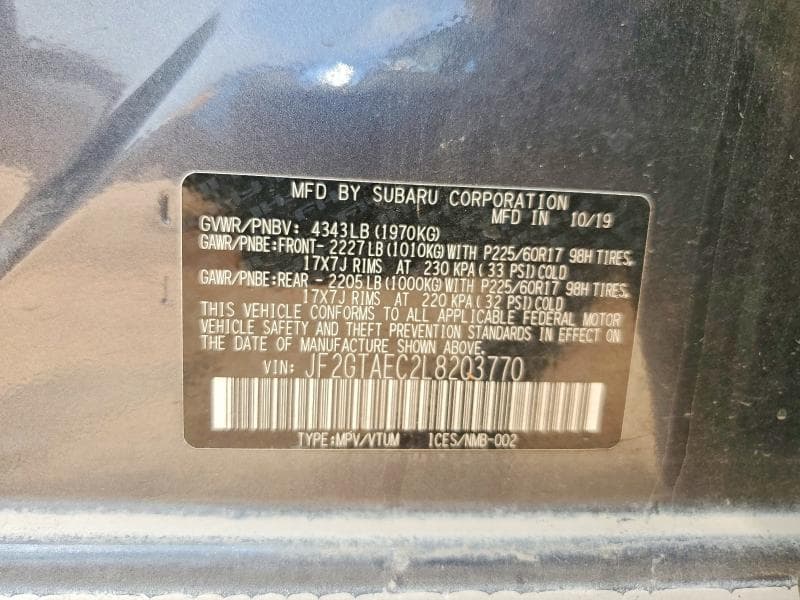 2020 SUBARU CROSSTREK PREMIUM 12