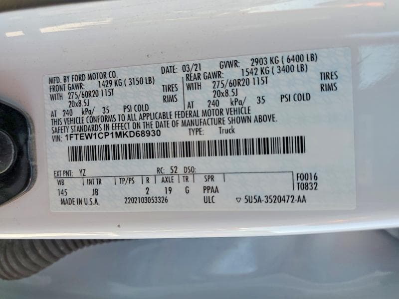 2021 FORD F150 SUPERCREW 13