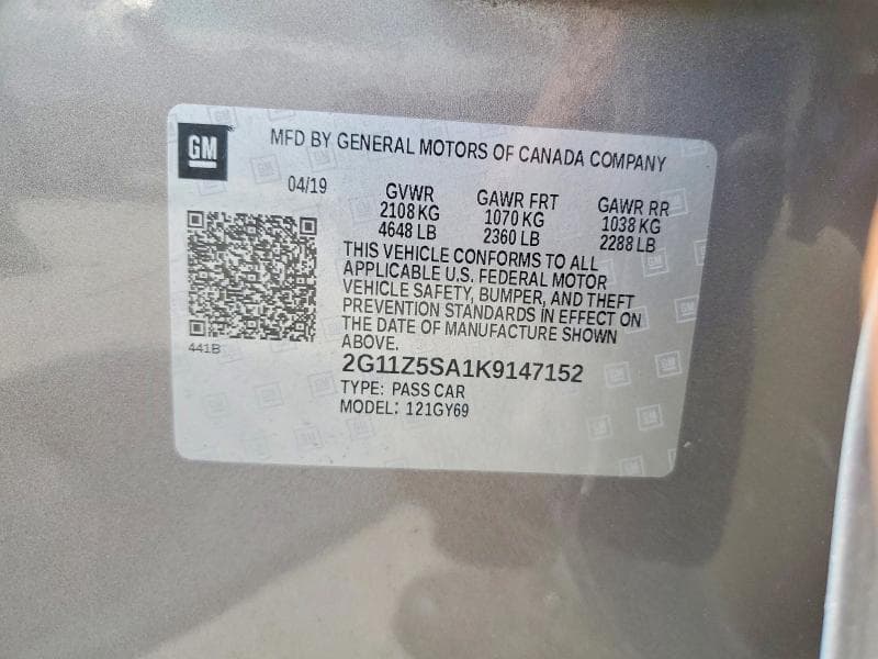 2019 CHEVROLET IMPALA LT 12