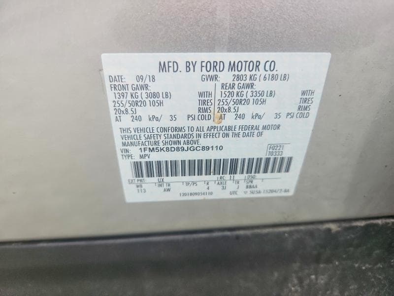 2018 FORD EXPLORER XLT 14