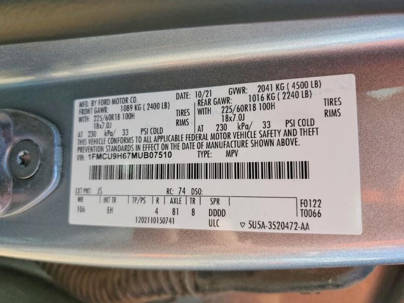 2021 FORD ESCAPE SEL 13