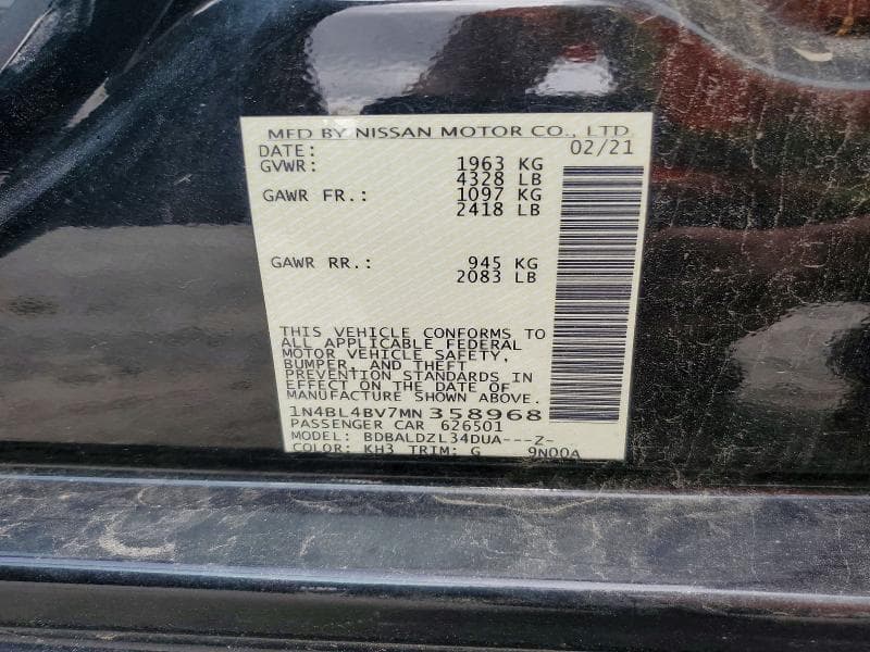 2021 NISSAN ALTIMA S 13