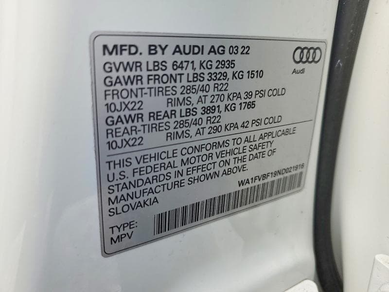 2022 AUDI Q8 PRESTIGE S-LINE 13