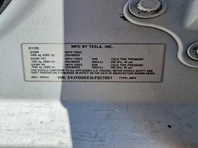 2020 TESLA MODEL Y 12