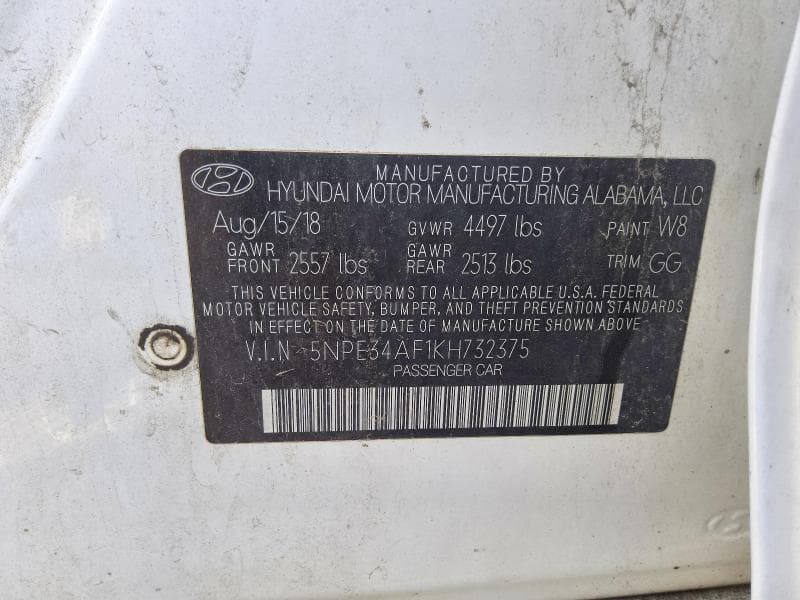 2019 HYUNDAI SONATA SEL 12