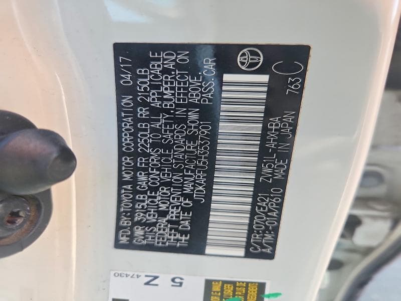 2017 TOYOTA PRIUS THREE TOURING 12