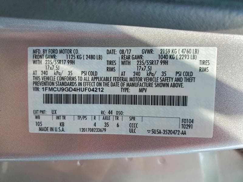 2017 FORD ESCAPE SE 14
