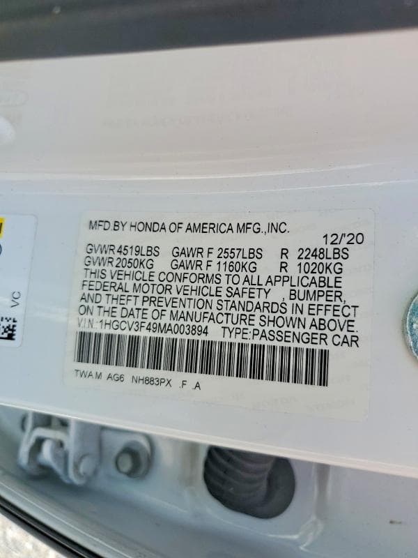 2021 HONDA ACCORD HYBRID EX 13