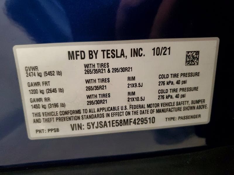 2021 TESLA MODEL S 12