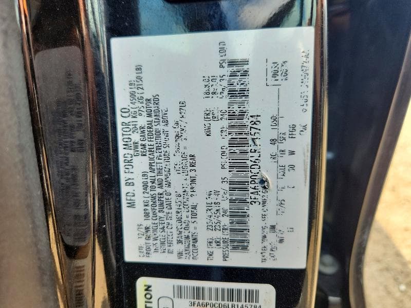 2020 FORD FUSION SEL 12