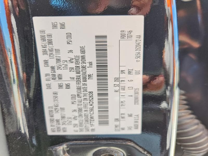 2020 FORD F150 SUPERCREW 12