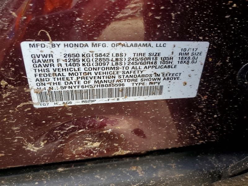 2017 HONDA PILOT EXL 12