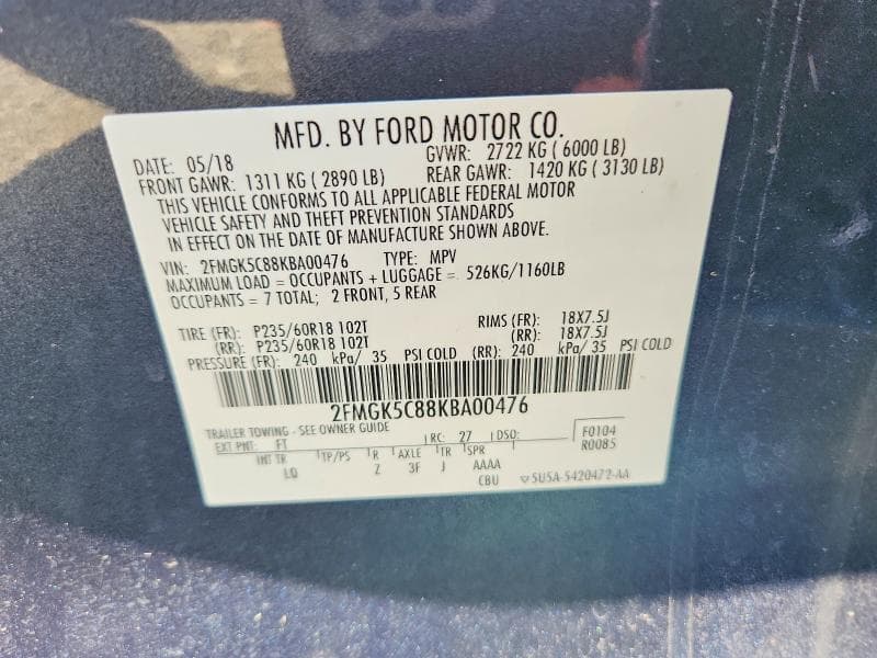 2019 FORD FLEX SEL 13