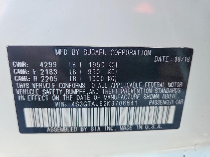 2019 SUBARU IMPREZA SPORT 13