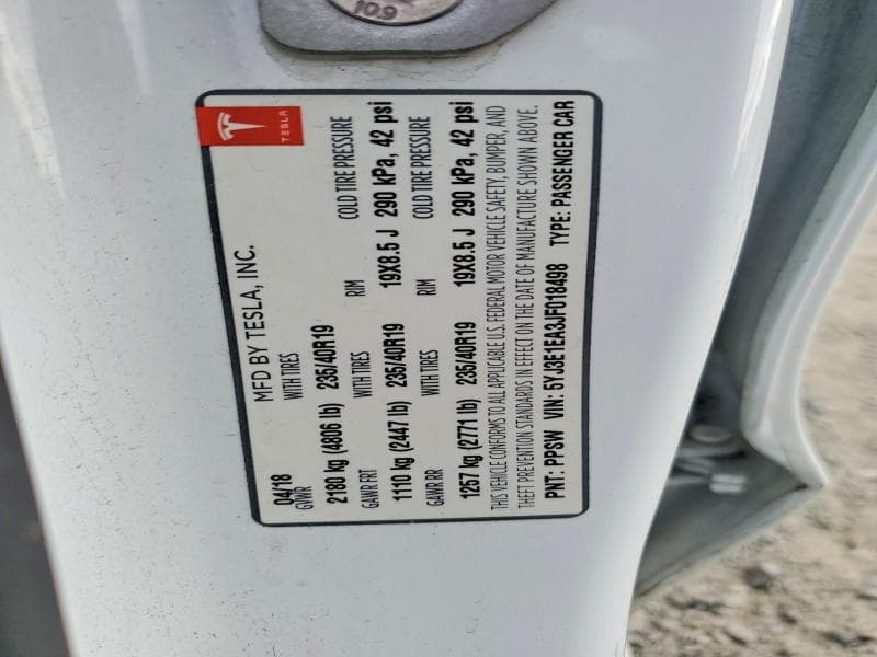 2018 TESLA MODEL 3 12