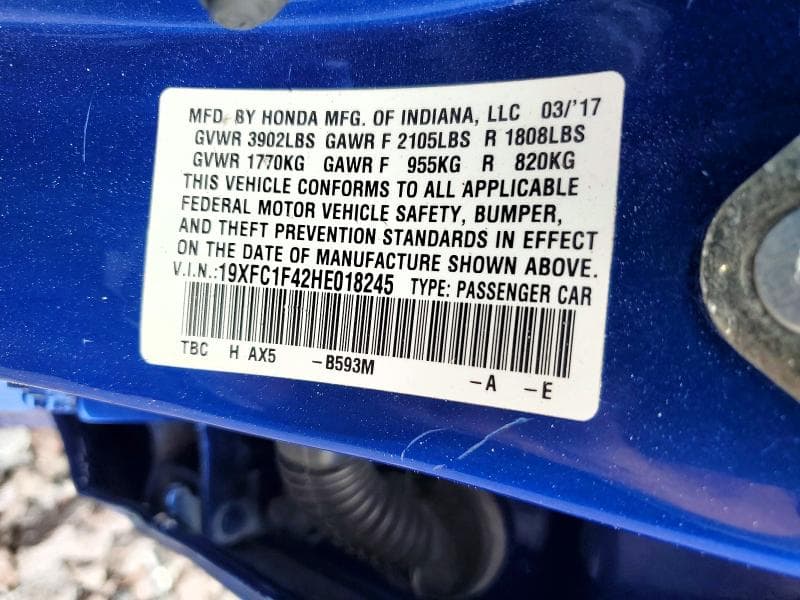 2017 HONDA CIVIC EX 12