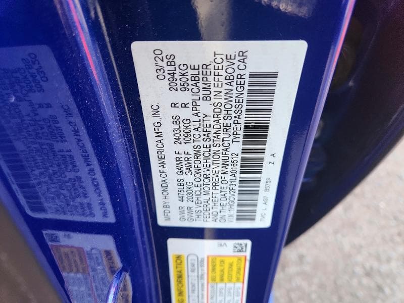 2020 HONDA ACCORD SPORT 12