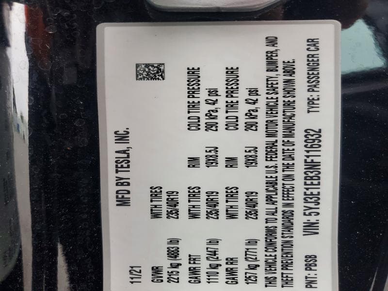 2022 TESLA MODEL 3 12