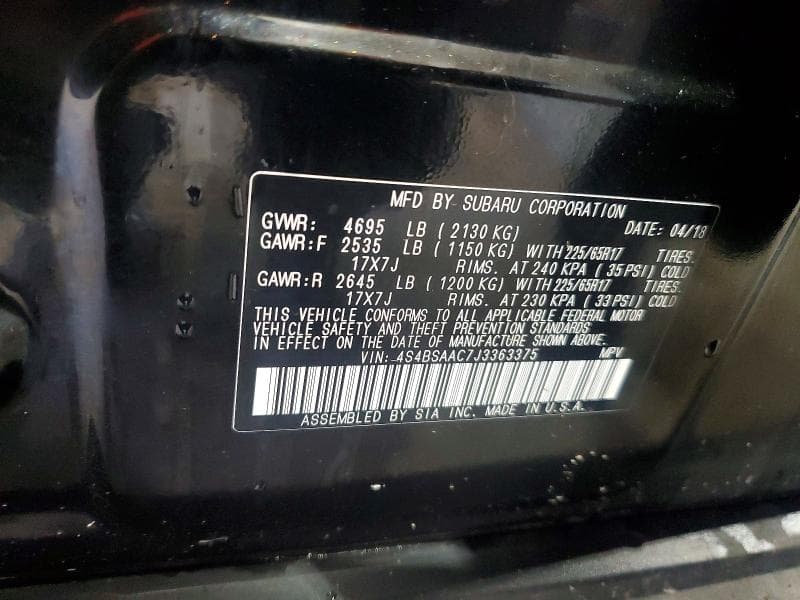 2018 SUBARU OUTBACK 2.5I 14
