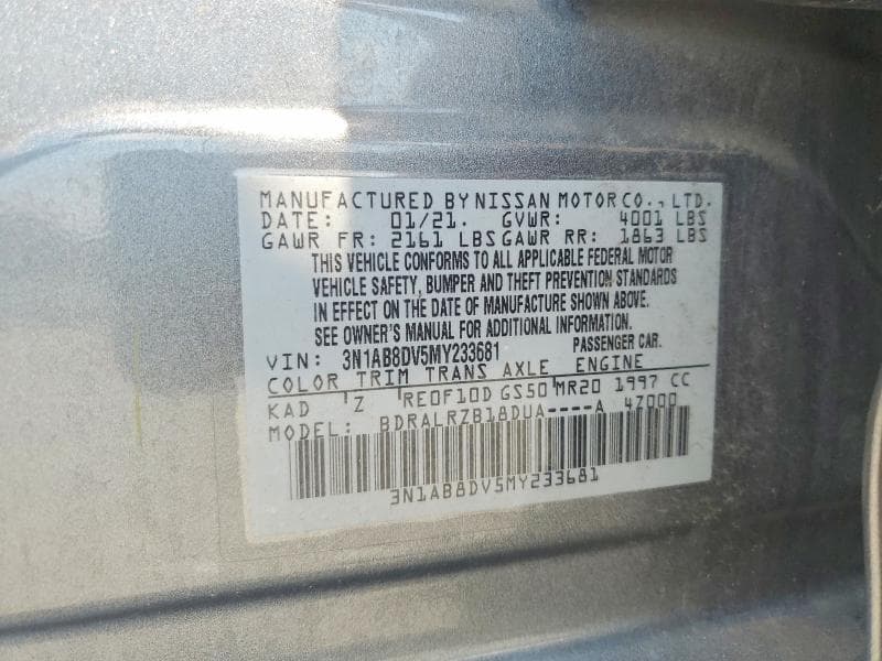 2021 NISSAN SENTRA SR 12