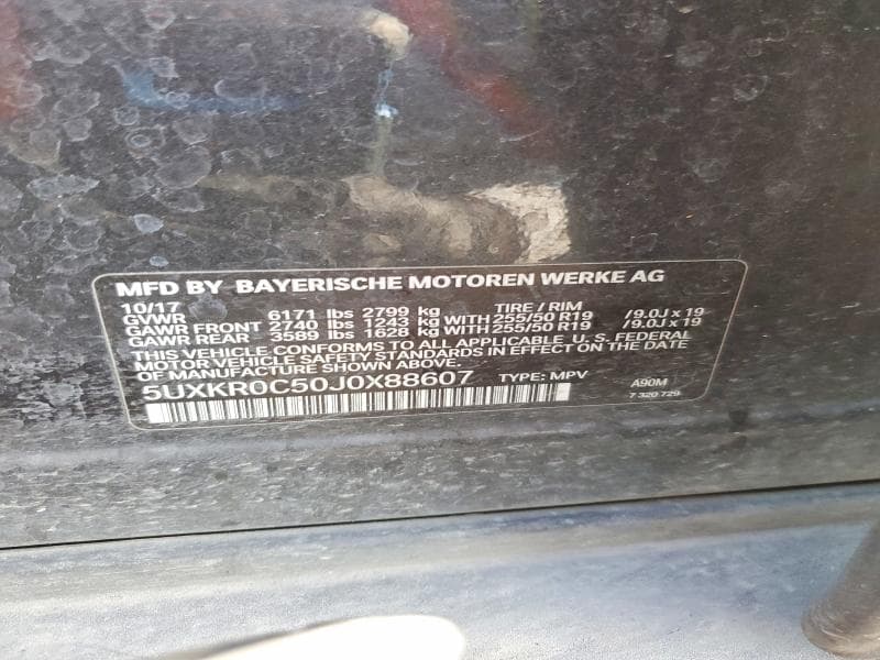 2018 BMW X5 XDRIVE35I XDRIVE35I 12