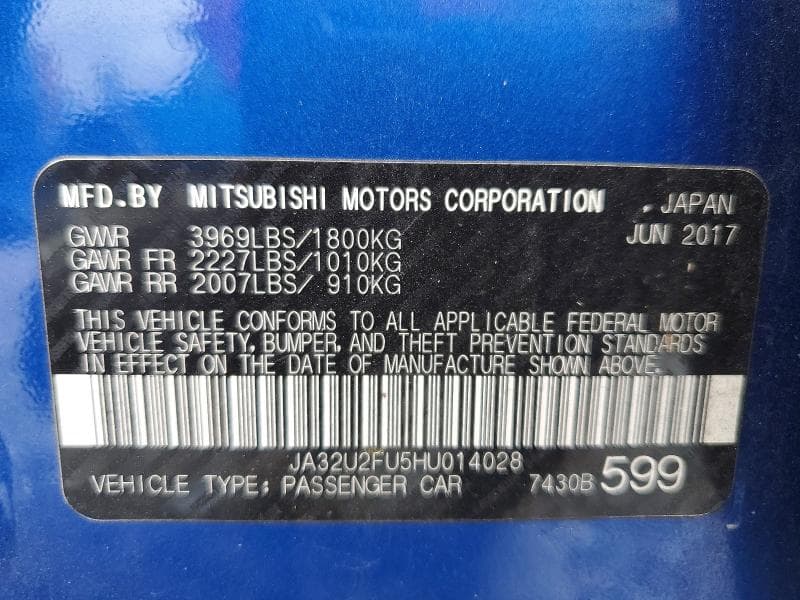 2017 MITSUBISHI LANCER ES 12