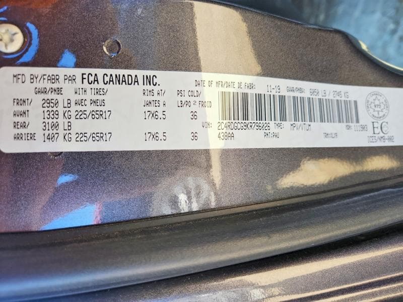 2019 DODGE GRAND CARAVAN SXT 14