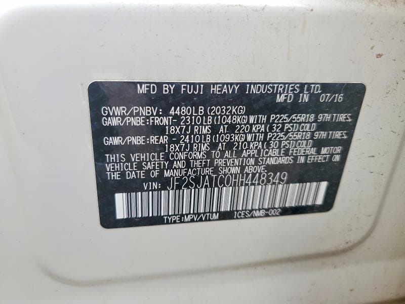 2017 SUBARU FORESTER 2.5I TOURING 13