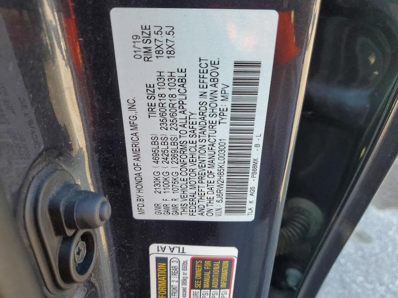 2019 HONDA CR-V EXL 13