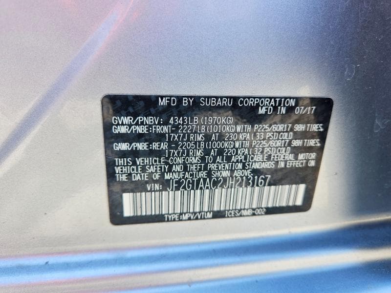 2018 SUBARU CROSSTREK 12