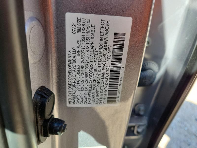 2021 HONDA PILOT EXL 13