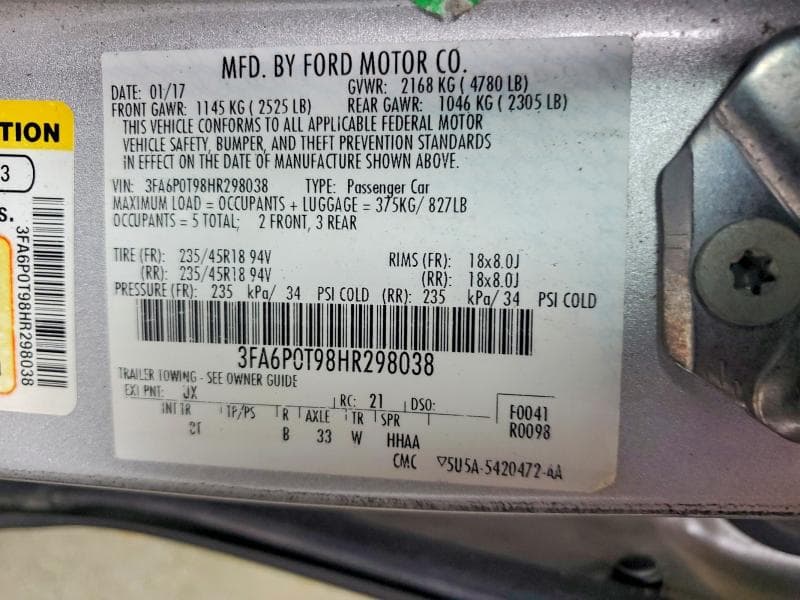 2017 FORD FUSION SE 12