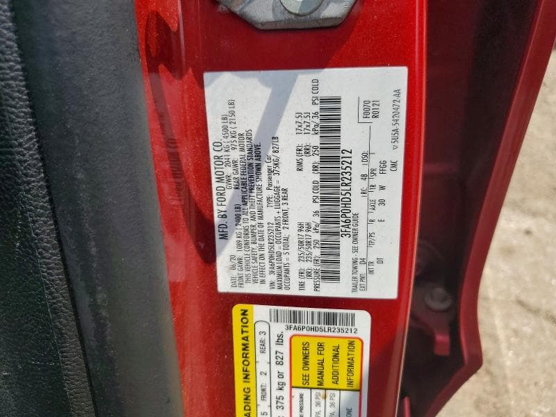 2020 FORD FUSION SE 12