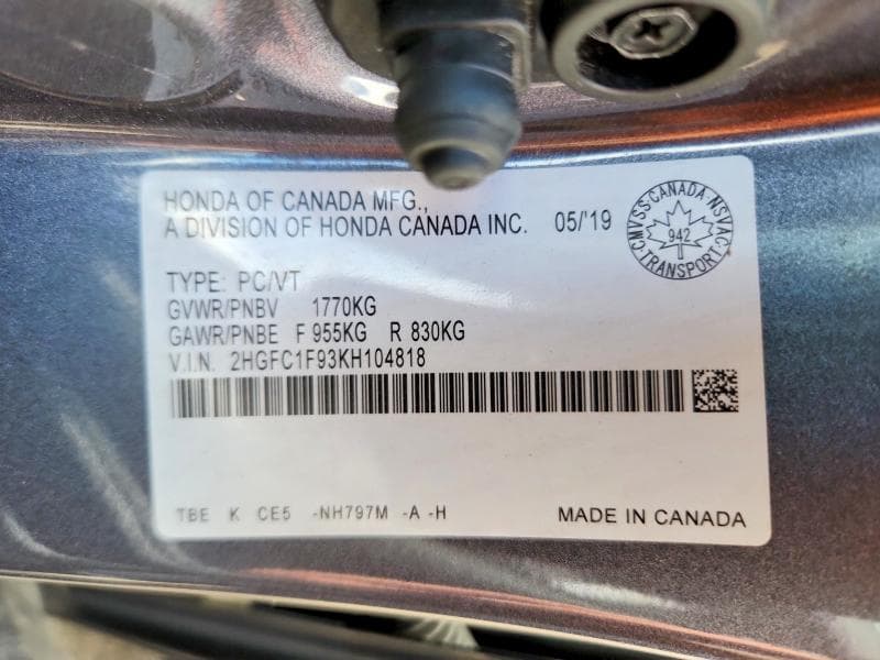 2019 HONDA CIVIC TOURING 13