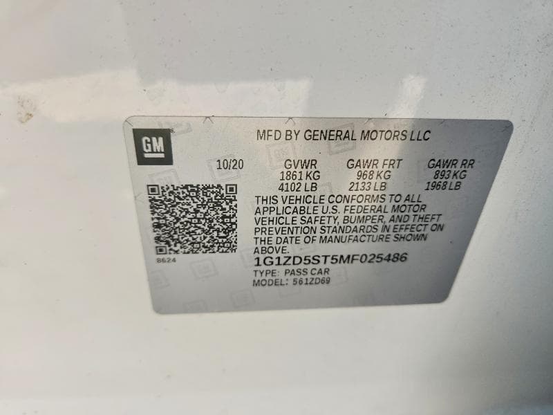 2021 CHEVROLET MALIBU LT (1LT) 12