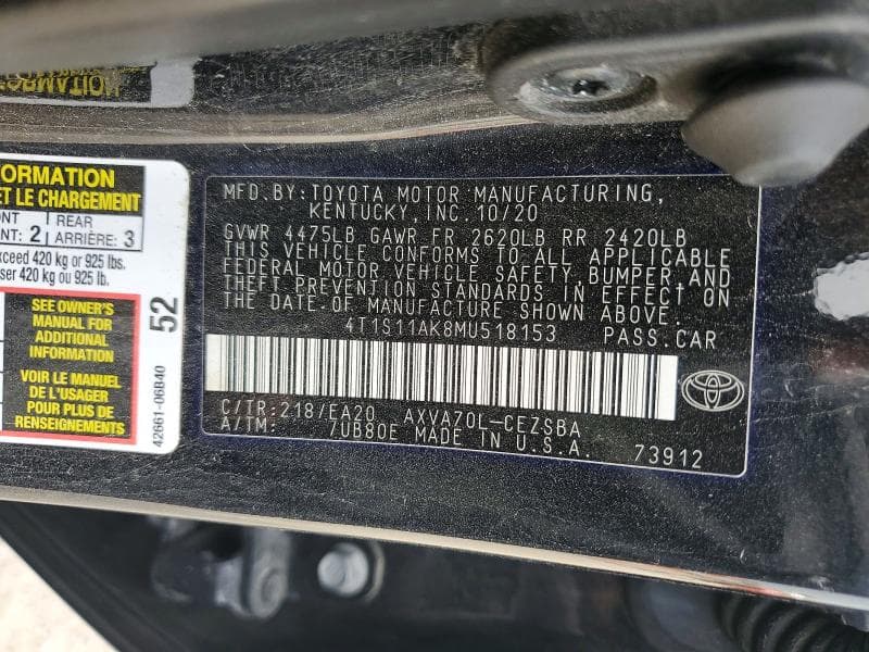 2021 TOYOTA CAMRY SE 12
