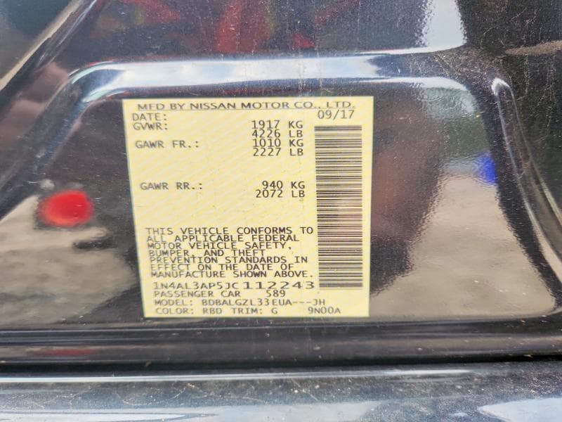 2018 NISSAN ALTIMA 2.5 S 13