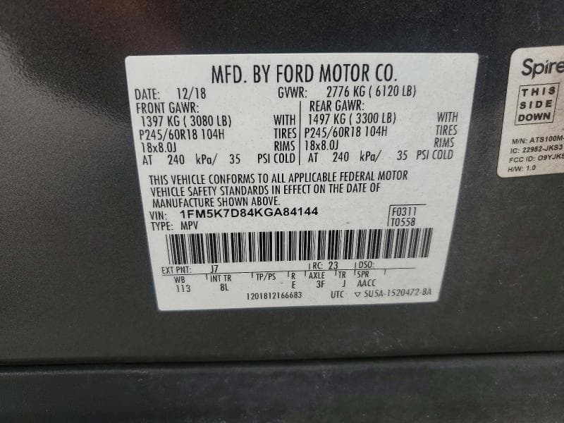 2019 FORD EXPLORER XLT 12